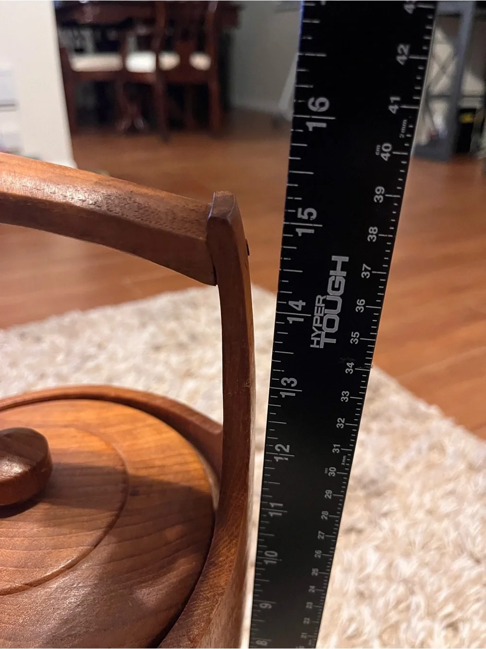 Vintage Mid-Century Modern Genuine Teak Wood Lg Ice Bucket Lid 15” MCM Thailand